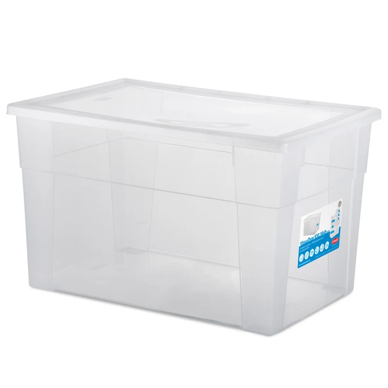 1 x Aufbewahrungsbox mit Deckel 62 Liter - 59x39x35 cm - transparent stapelbar LEBENSMITTELECHT - Kunststoff Box Kiste - Plastik Behälter