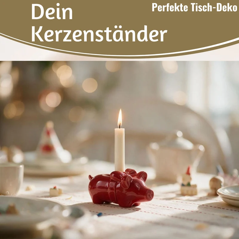 Exklusiver Kerzenständer Schweinchen 11cm Rot Stabkerzen-Kerzenhalter Kerzenleuchter
