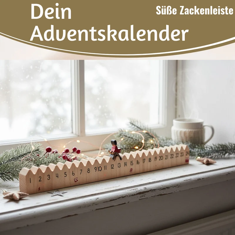 Vintage Holz Adventskalender gehender Gardist 50cm Countdown Xmas Deko