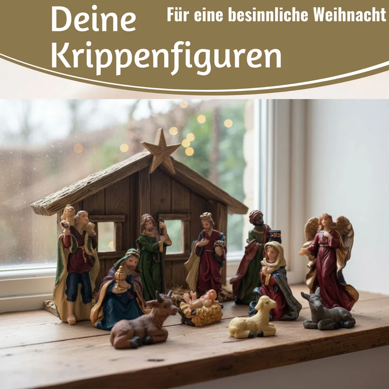 Krippenfiguren Set 11 Figuren 9cm Traditionell Handbemalt Krippe Krippenset Xmas