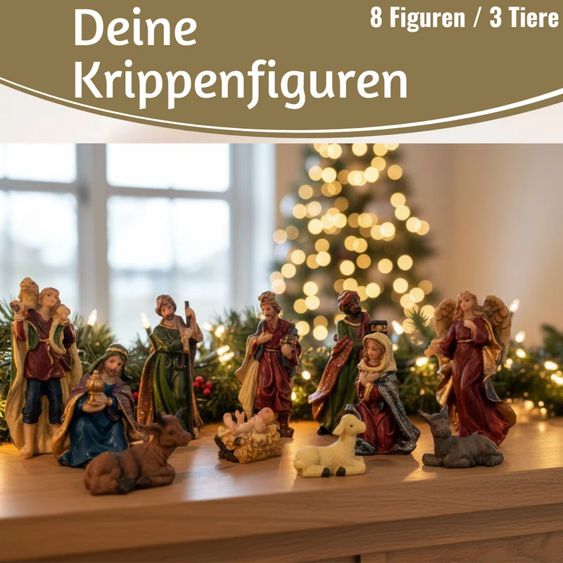 Krippenfiguren Set 11 Figuren 9cm Traditionell Handbemalt Krippe Krippenset Xmas