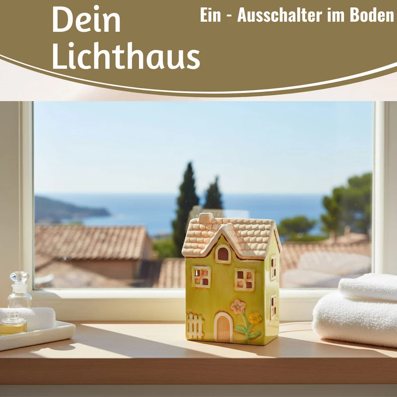 LED Lichterhaus Nyhavn 19cm Grün Keramik Fachwerkhaus Leuchthaus