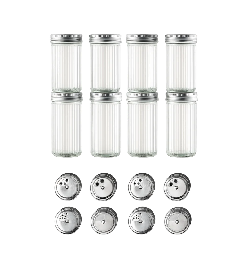 Gewürzgläser RIPPLE mit STREUEINSATZ - Set 8 Stk.