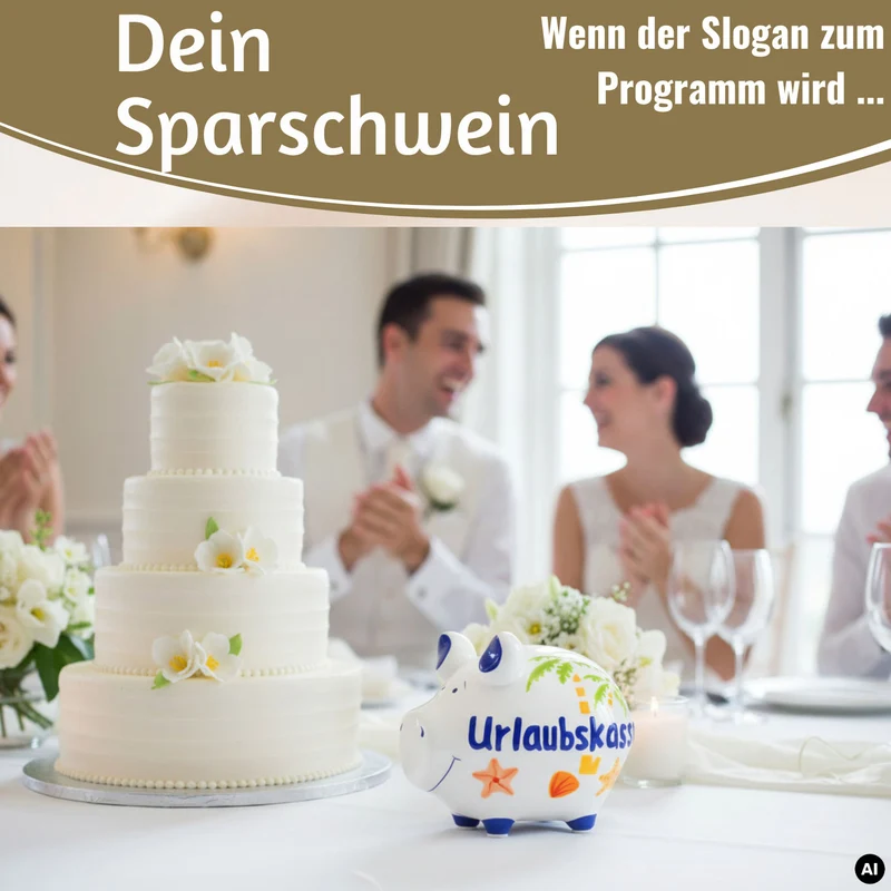 Keramik Sparschwein Spruch Urlaubskasse Weiß Blau Spardose Sparbüchse
