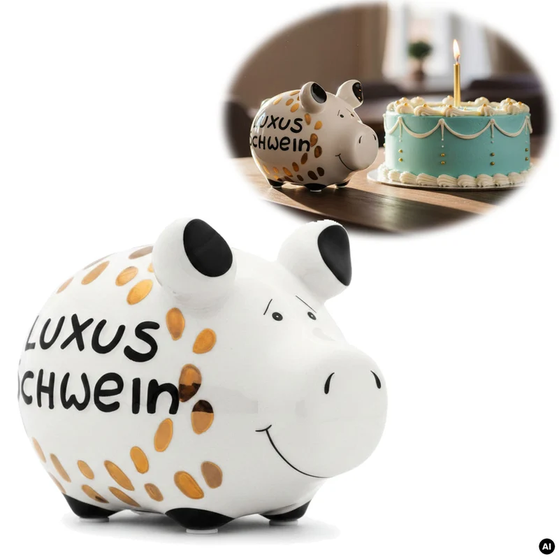 Keramik Sparschwein Spruch Luxus Schwein Weiß Gold Spardose Sparbüchse