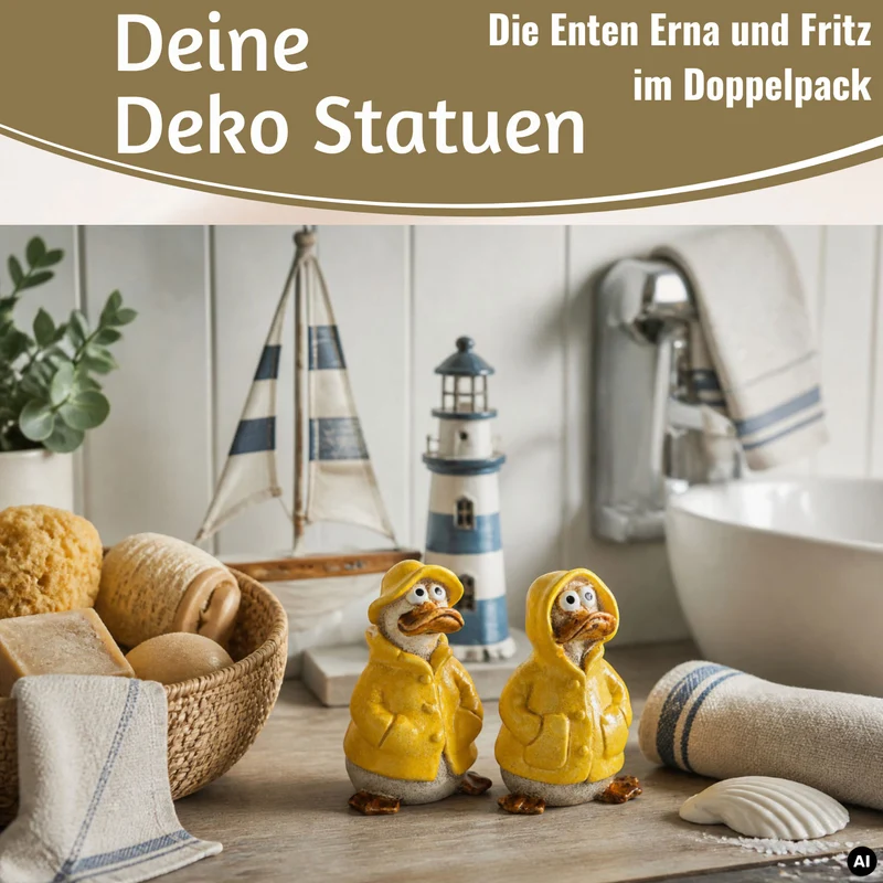 2x Deko Figuren Enten Set 11cm Gartenfigur Gartenzwerg Garten Statue Objekt
