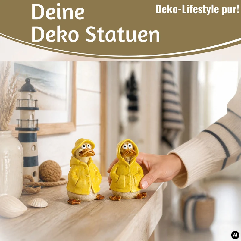 2x Deko Figuren Enten Set 11cm Gartenfigur Gartenzwerg Garten Statue Objekt