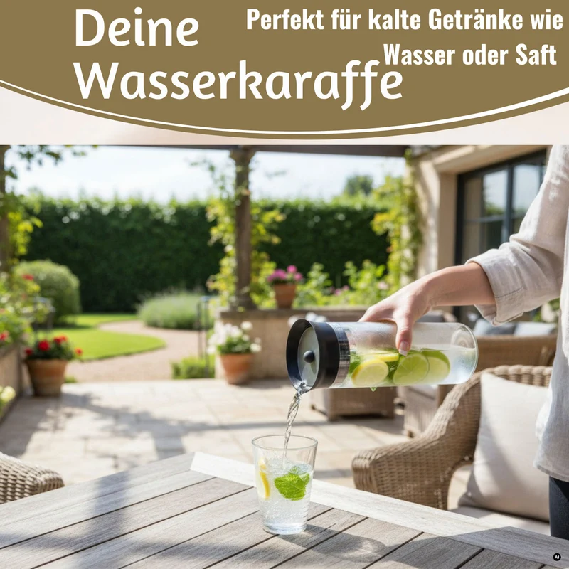 2x Glas Flasche Wasserkaraffe 1L Borosilikatglas Deckel Sieb Karaffe Krug Flasche