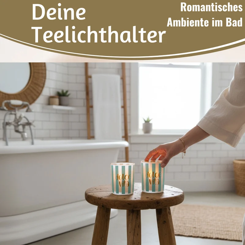 2x Glas Teelichthalter Dolce Vita 8-10cm Set Teelichtgläser Windlicht Kerzenglas