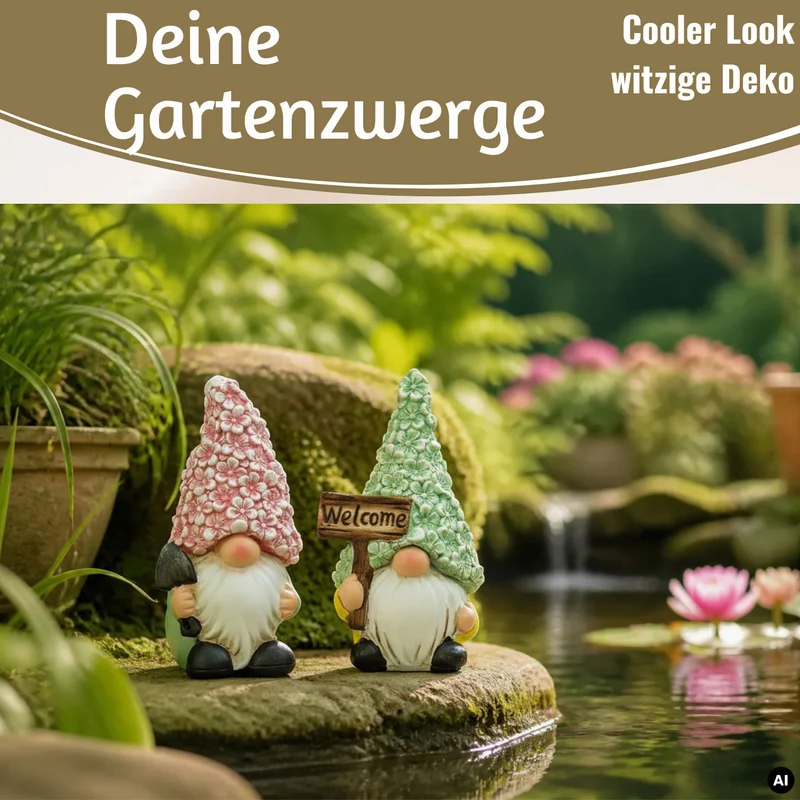 2x Deko Figuren Wichtel Set 16cm Magnesia Gartenwichtel Gartenzwerg Garten Objekt
