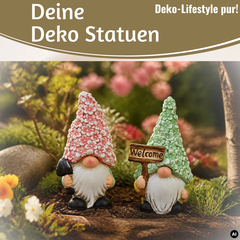 2x Deko Figuren Wichtel Set 16cm Magnesia Gartenwichtel Gartenzwerg Garten Objekt
