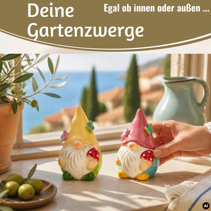 2x Deko Figuren Wichtel Set 11cm Gartenwichtel Gartenzwerg Garten Objekt
