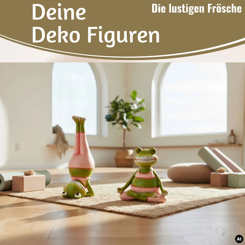 2x Yoga Deko-Figuren Frösche XL Set 11cm Skulptur Gymnastik Feng Shui Garten Objekt