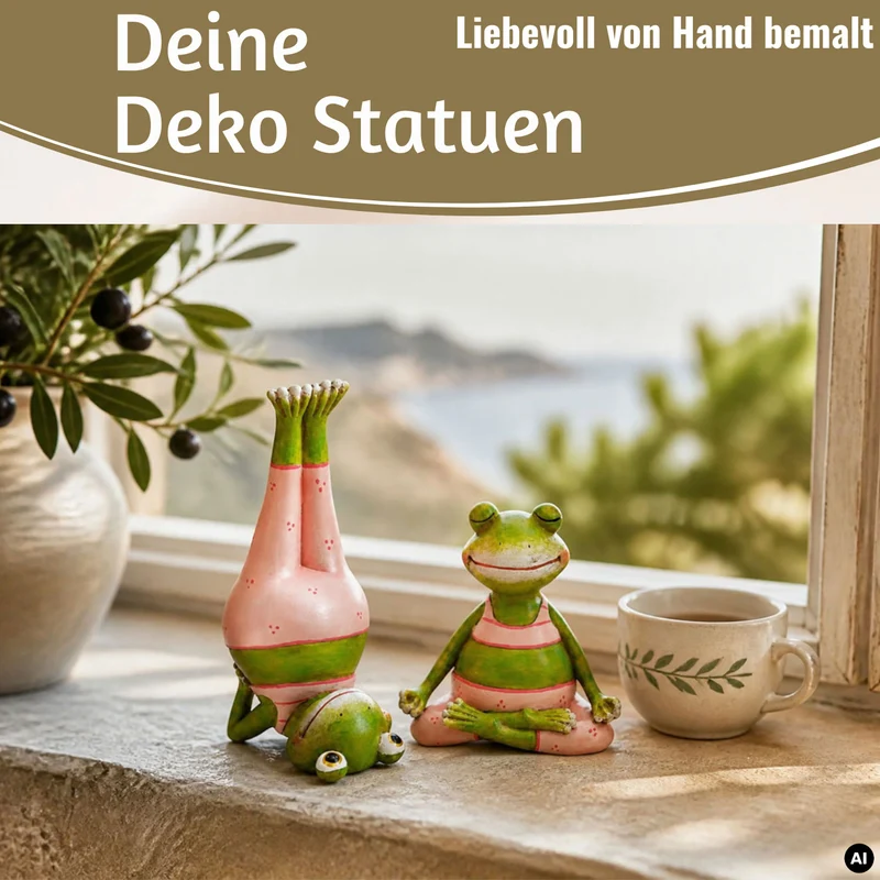 2x Yoga Deko-Figuren Frösche XL Set 11cm Skulptur Gymnastik Feng Shui Garten Objekt