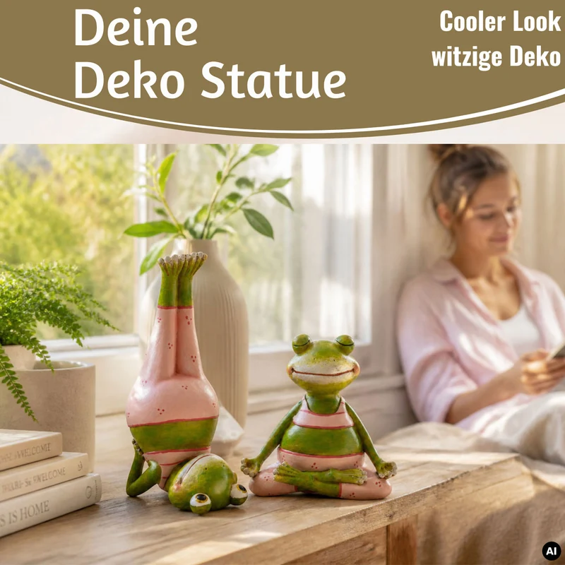 2x Yoga Deko-Figuren Frösche XL Set 11cm Skulptur Gymnastik Feng Shui Garten Objekt