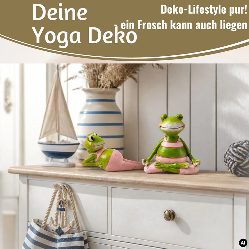 2x Yoga Deko-Figuren Frösche XL Set 11cm Skulptur Gymnastik Feng Shui Garten Objekt