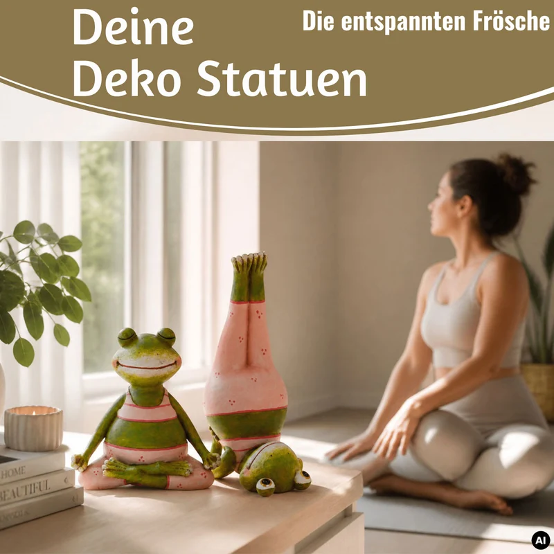 2x Yoga Deko-Figuren Frösche XL Set 11cm Skulptur Gymnastik Feng Shui Garten Objekt