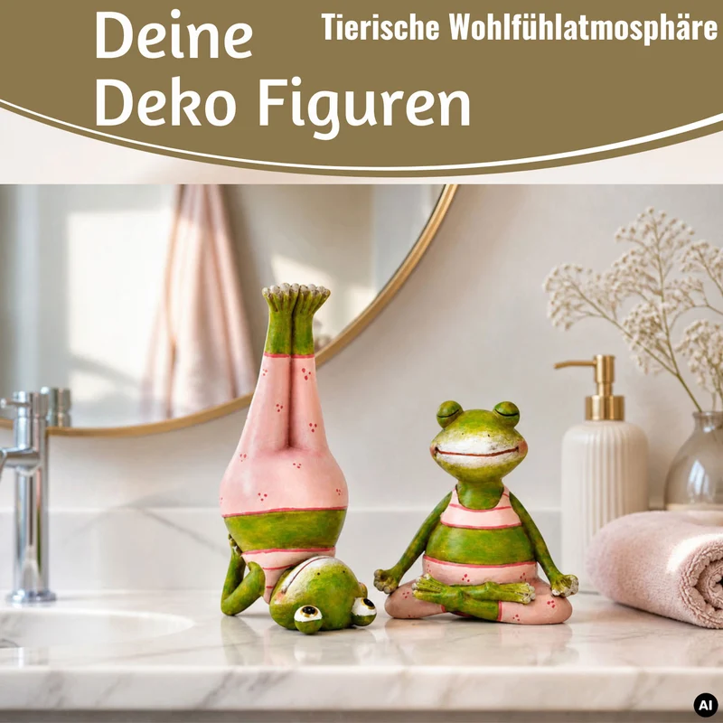 2x Yoga Deko-Figuren Frösche XL Set 11cm Skulptur Gymnastik Feng Shui Garten Objekt