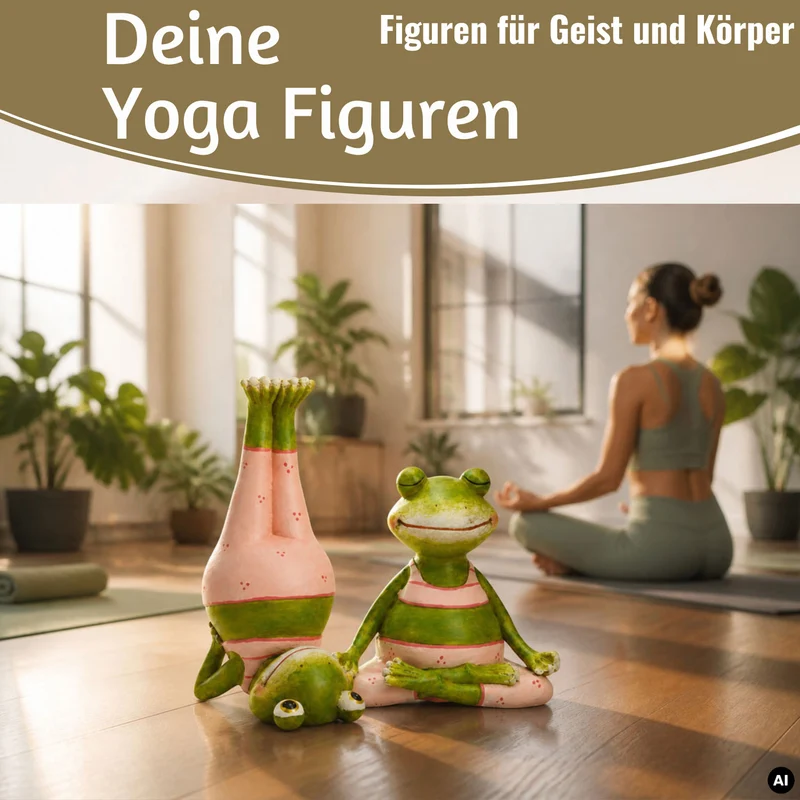 2x Yoga Deko-Figuren Frösche XL Set 11cm Skulptur Gymnastik Feng Shui Garten Objekt