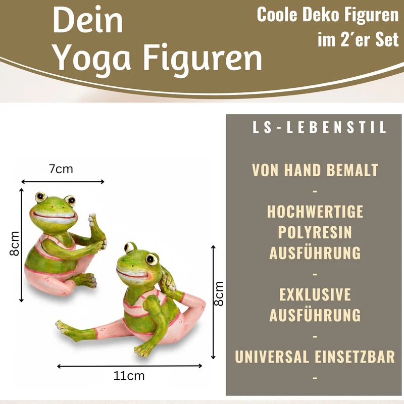 2x Yoga Deko-Figuren Frösche Set 8cm Skulptur Gymnastik Feng Shui Garten Deko