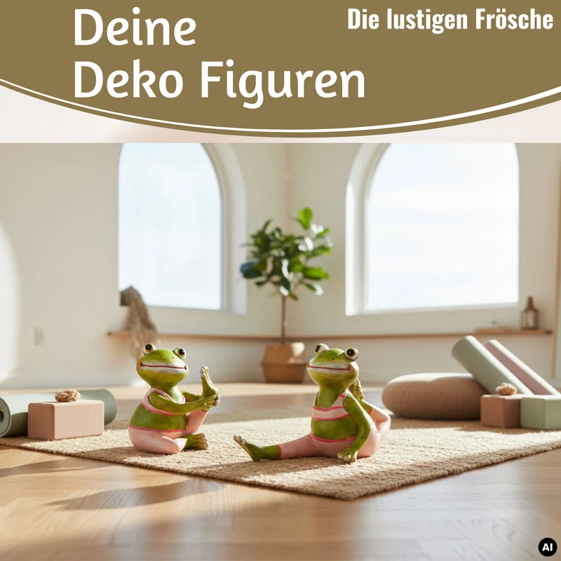 2x Yoga Deko-Figuren Frösche Set 8cm Skulptur Gymnastik Feng Shui Garten Deko