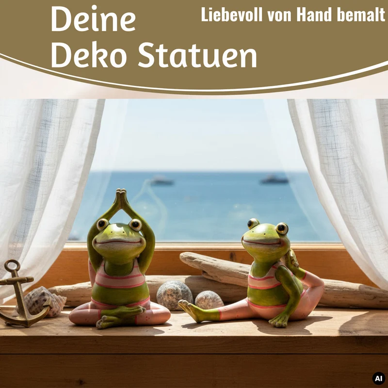 2x Yoga Deko-Figuren Frösche Set 8cm Skulptur Gymnastik Feng Shui Garten Deko