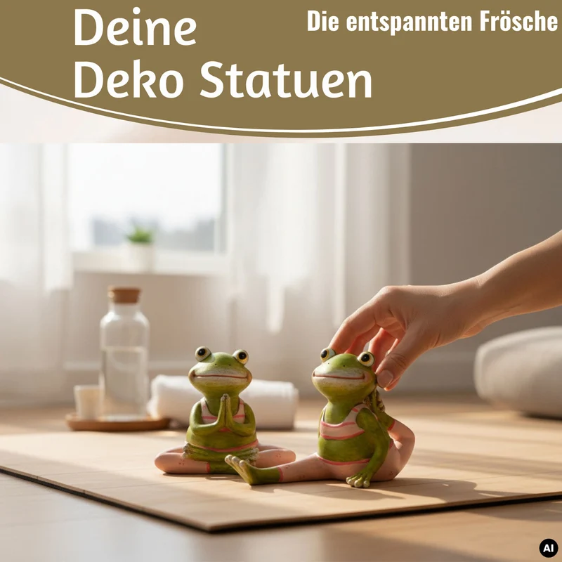 2x Yoga Deko-Figuren Frösche Set 8cm Skulptur Gymnastik Feng Shui Garten Deko