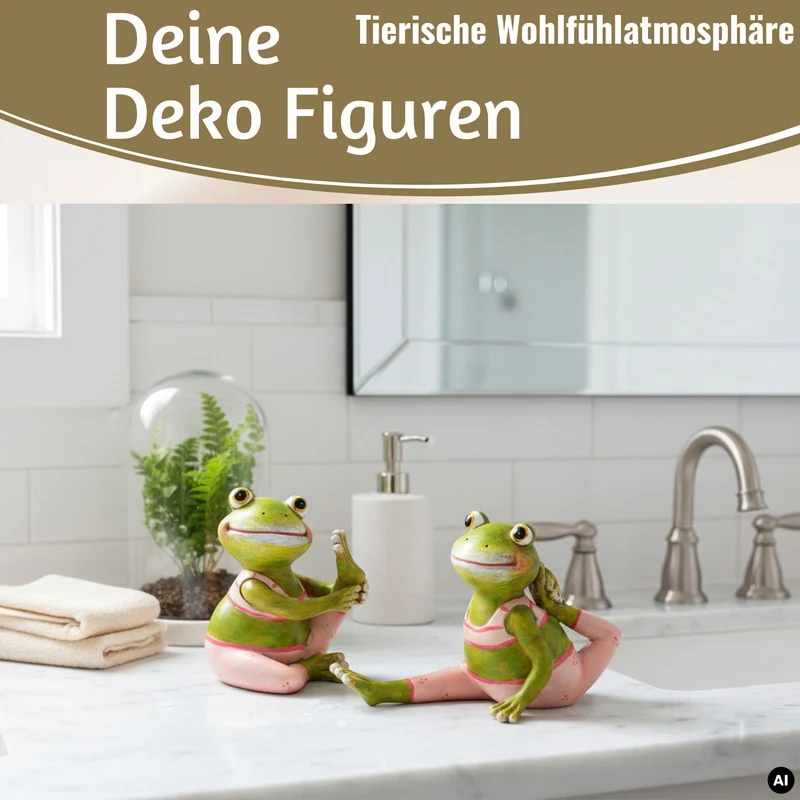 2x Yoga Deko-Figuren Frösche Set 8cm Skulptur Gymnastik Feng Shui Garten Deko