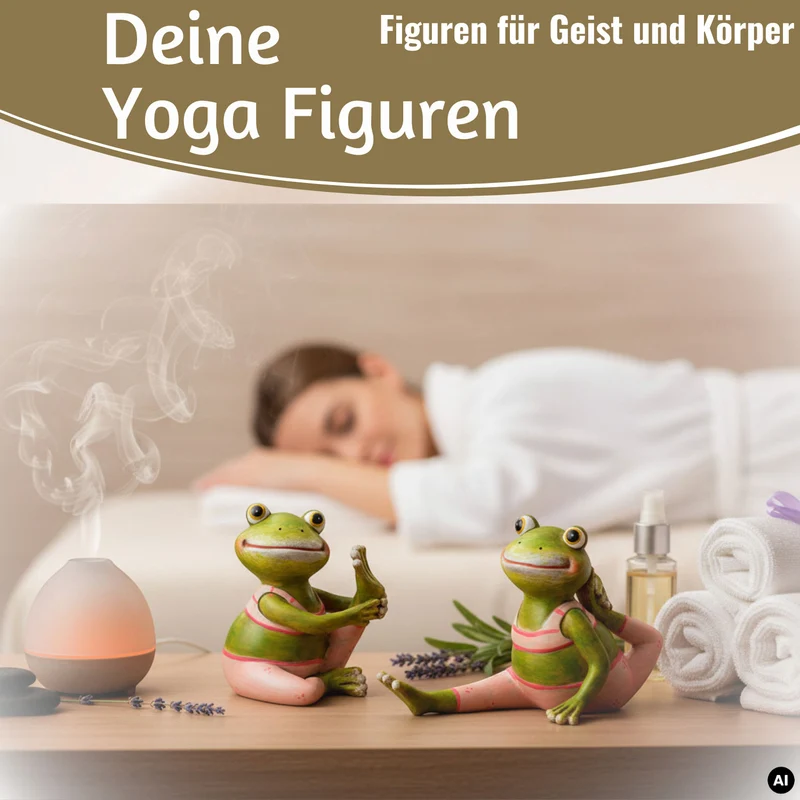 2x Yoga Deko-Figuren Frösche Set 8cm Skulptur Gymnastik Feng Shui Garten Deko