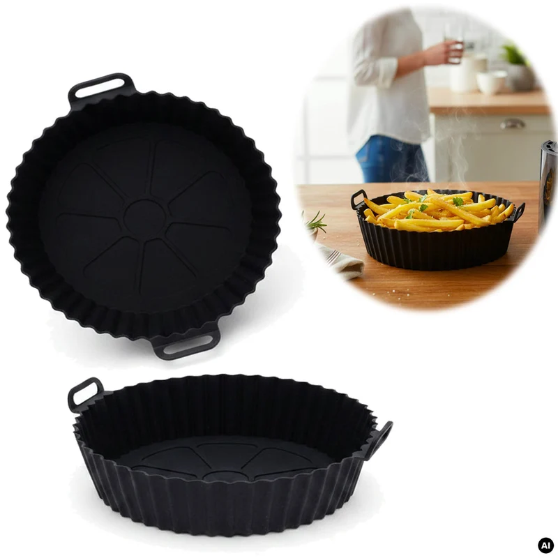 Silikonform Rund 20cm Backform 2´er Set Einsatz für Airfryer Heißluftfritteuse Zubehör