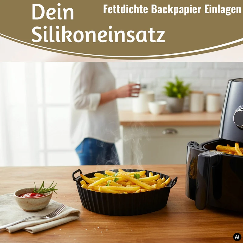 Silikonform Rund 20cm Backform 2´er Set Einsatz für Airfryer Heißluftfritteuse Zubehör
