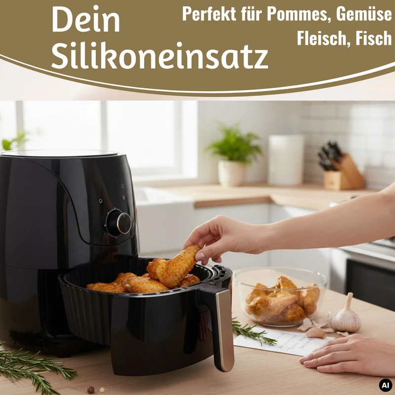 Silikonform Rund 20cm Backform 2´er Set Einsatz für Airfryer Heißluftfritteuse Zubehör