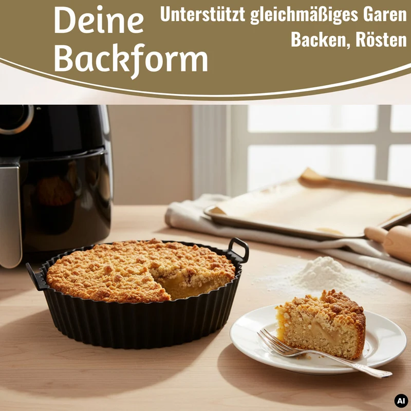 Silikonform Rund 20cm Backform 2´er Set Einsatz für Airfryer Heißluftfritteuse Zubehör