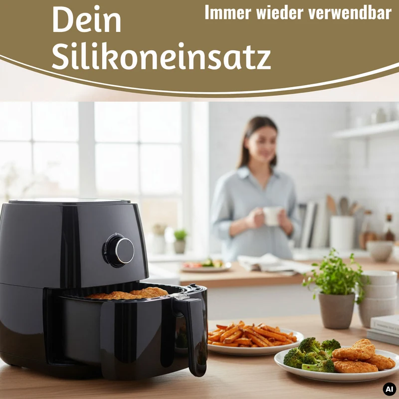 Silikonform Rund 20cm Backform 2´er Set Einsatz für Airfryer Heißluftfritteuse Zubehör