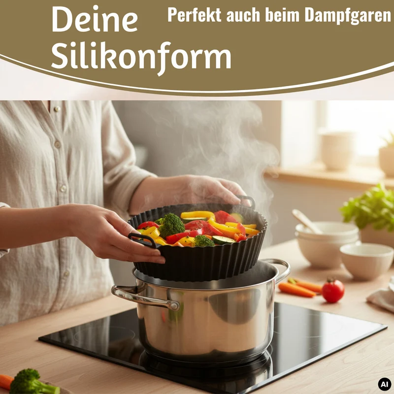Silikonform Rund 20cm Backform 2´er Set Einsatz für Airfryer Heißluftfritteuse Zubehör