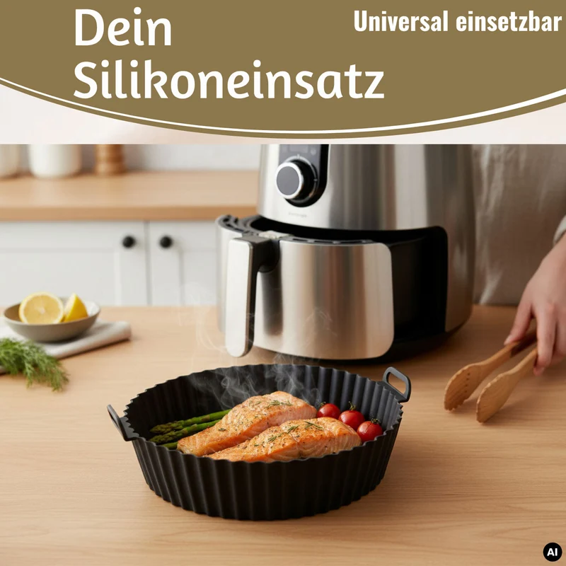 Silikonform Rund 20cm Backform 2´er Set Einsatz für Airfryer Heißluftfritteuse Zubehör