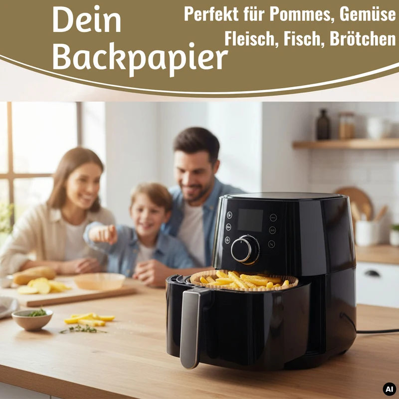Backpapier Rund 20cm Set 100 Stück FSC für Airfryer Heißluftfritteuse Zubehör