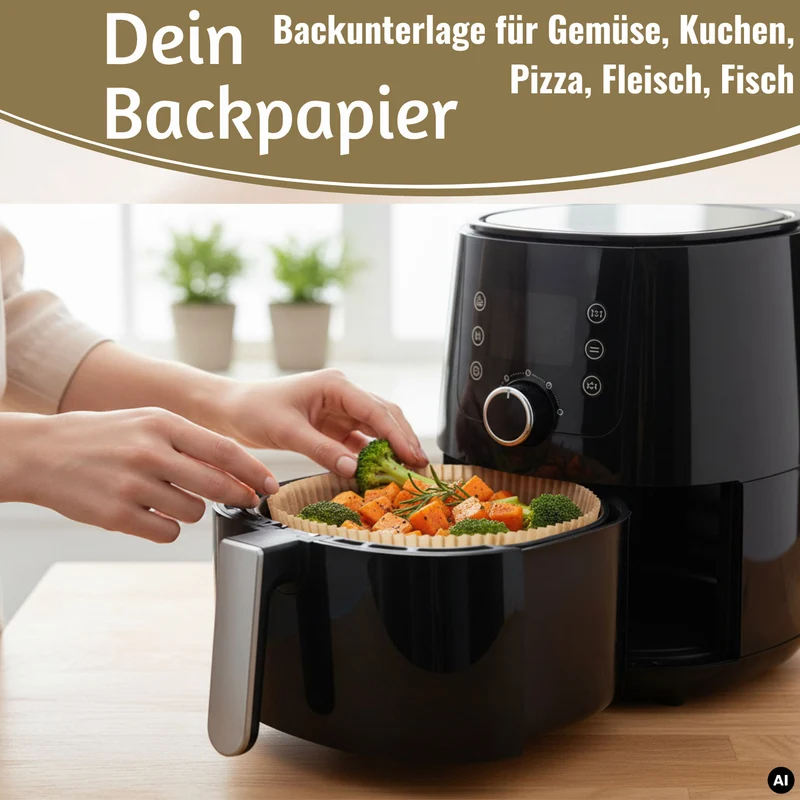 Backpapier Rund 20cm Set 100 Stück FSC für Airfryer Heißluftfritteuse Zubehör