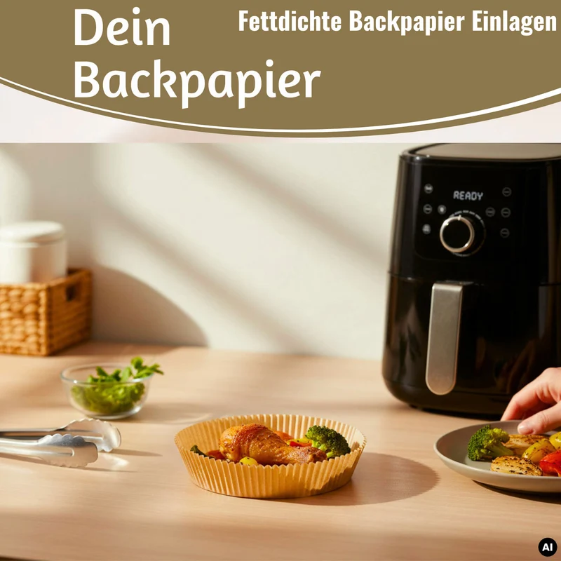 Backpapier Rund 16cm Set 100 Stück FSC für Airfryer Heißluftfritteuse Zubehör