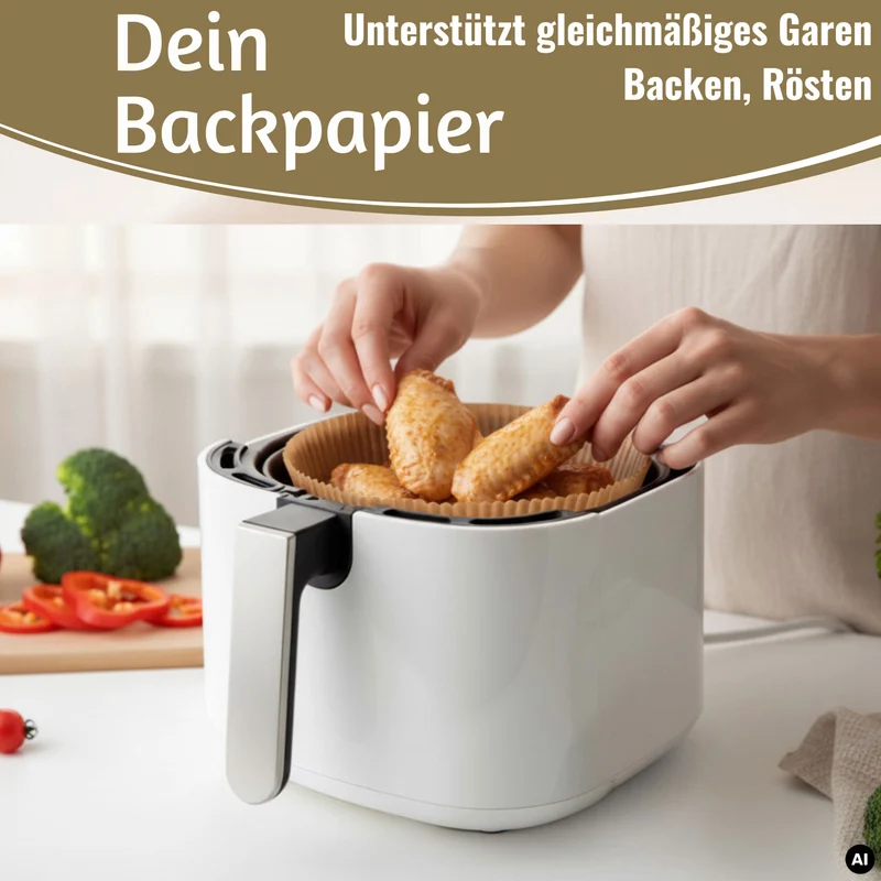 Backpapier Rund 16cm Set 100 Stück FSC für Airfryer Heißluftfritteuse Zubehör