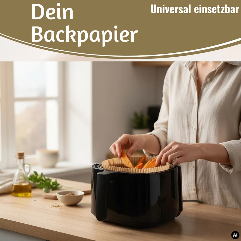 Backpapier Rund 16cm Set 100 Stück FSC für Airfryer Heißluftfritteuse Zubehör