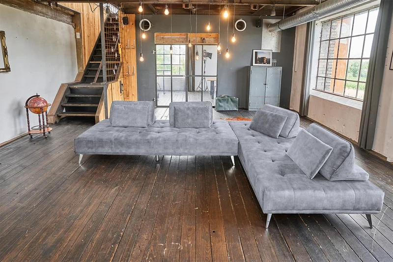 KAWOLA Sofa WIOLO Ecksofa velvet grau