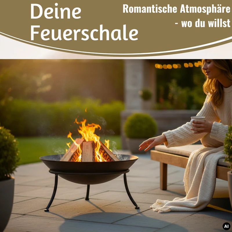 Feuerschale Eisen Schwarz 47cm Pflanzschale Terrassenfeuer Feuerstelle