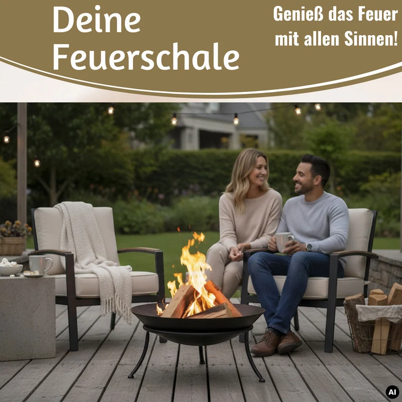 Feuerschale Eisen Schwarz 47cm Pflanzschale Terrassenfeuer Feuerstelle