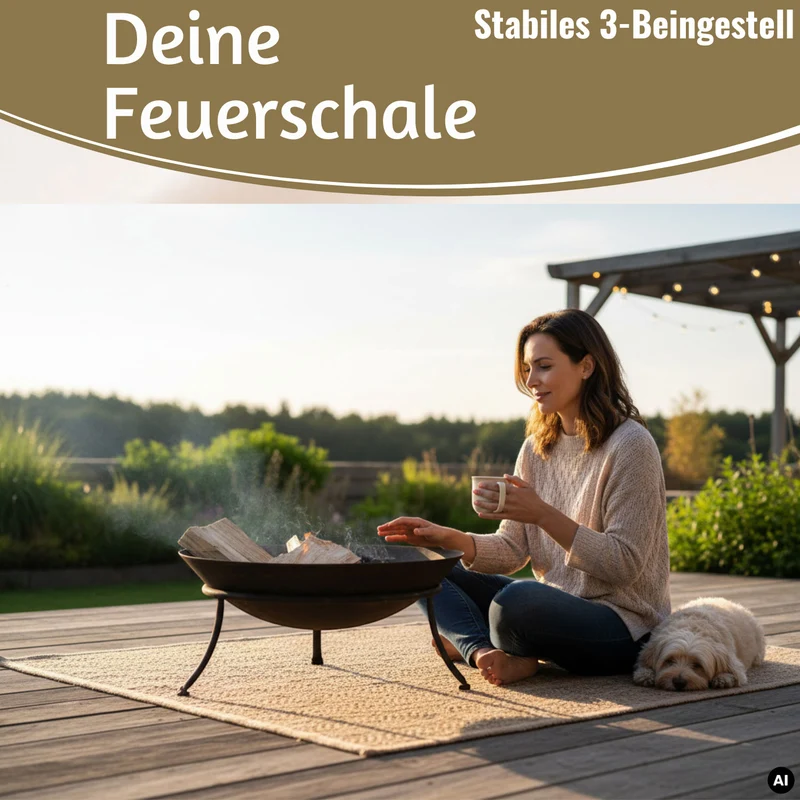 Feuerschale Eisen Schwarz 47cm Pflanzschale Terrassenfeuer Feuerstelle