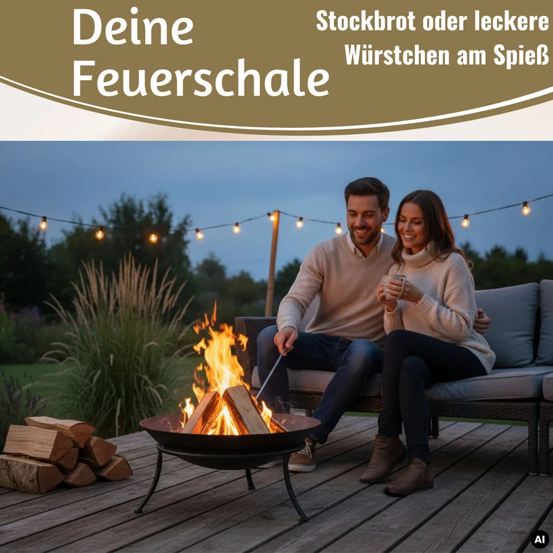 Feuerschale Eisen Schwarz 47cm Pflanzschale Terrassenfeuer Feuerstelle