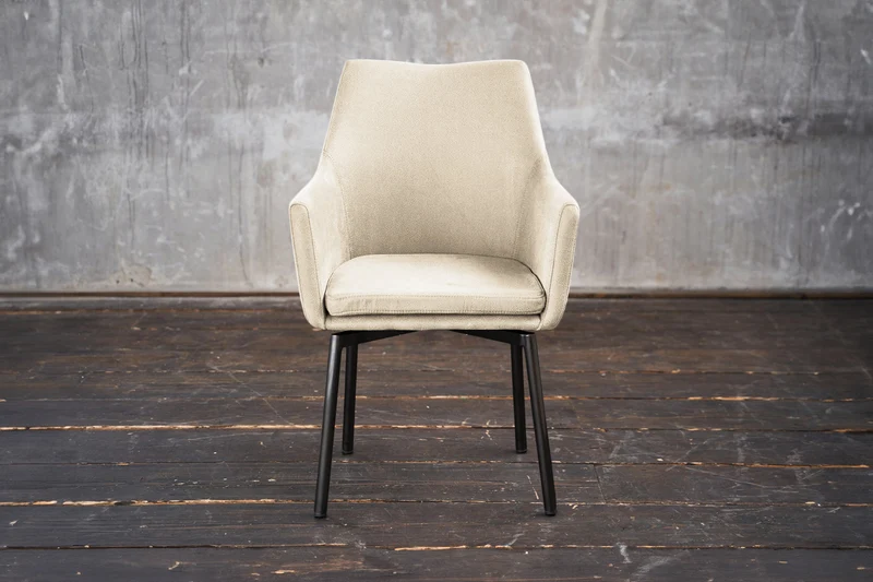 B-Ware Stuhl Cali Sessel Microfaser Esszimmerstuhl creme Füße matt-schwarz