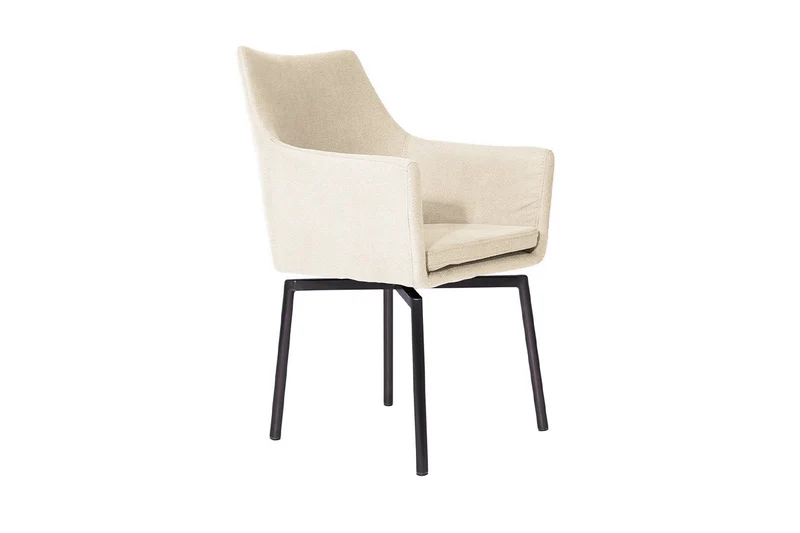 B-Ware Stuhl Cali Sessel Microfaser Esszimmerstuhl creme Füße matt-schwarz