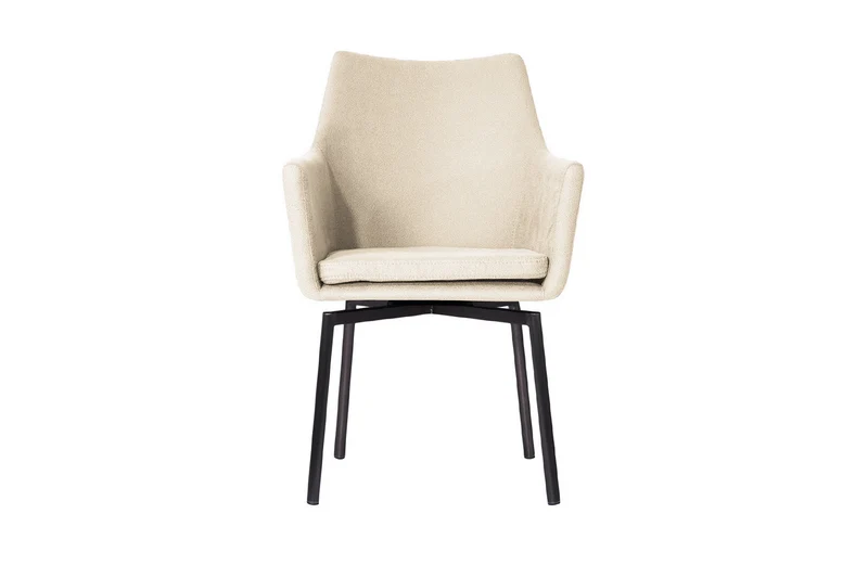 B-Ware Stuhl Cali Sessel Microfaser Esszimmerstuhl creme Füße matt-schwarz