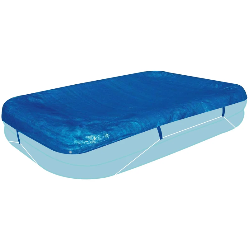 Poolabdeckung rechteckig für Family Pool 305x183cm - mit Fixierseil - 110g/qm PE - Wasserdicht - UV-stabil Poolabdeckplane - aufblasbar - Abdeckung Swimmingpool Poolzubehör Planschbecken